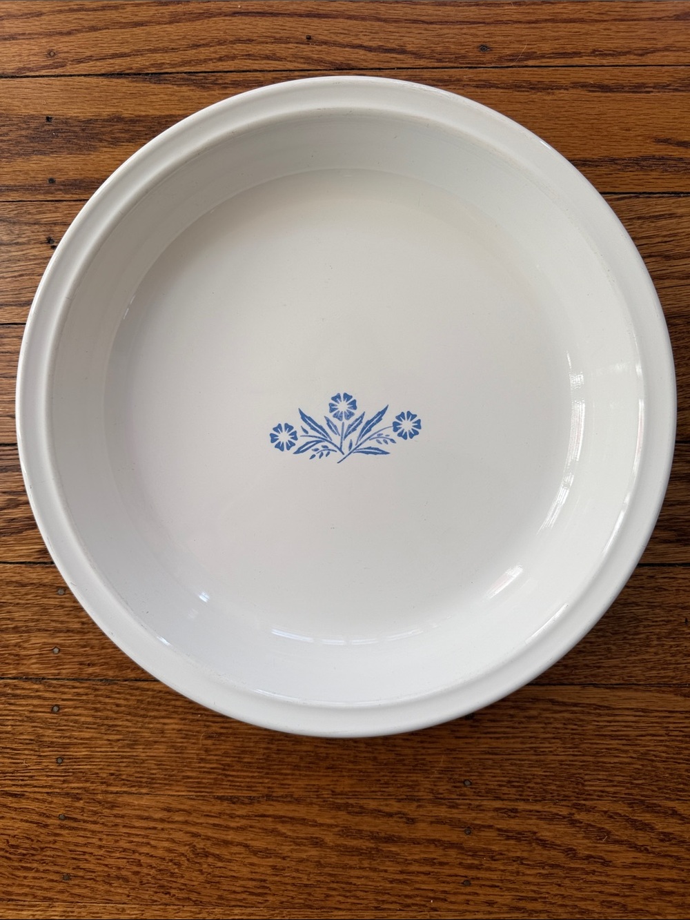 Corningware White Ceramic Serving Bowl with Blue Floral Center